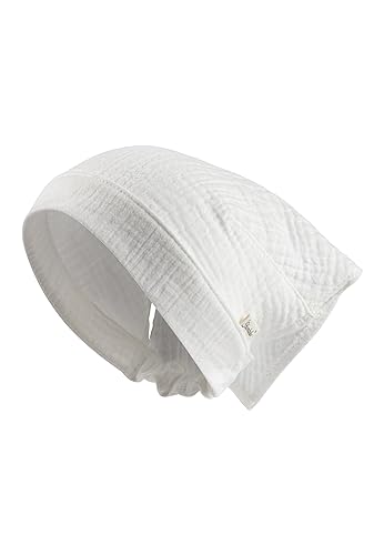 Sterntaler Baby Kopftuch Musselin für Mädchen - Kopftuch Baby aus Baumwoll -Musselin - Sommermütze mit Bündchen - Einfarbiges Kopftuch für Babys - ecru, 47