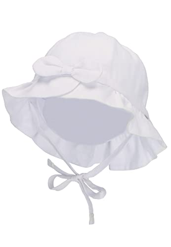 Sterntaler Baby Mädchen Hut Baby Hut Leinen - Baby Hut, Kopfbedeckung Baby Sommer, Sommerhut Baby - aus Baumwolle - weiß, 37