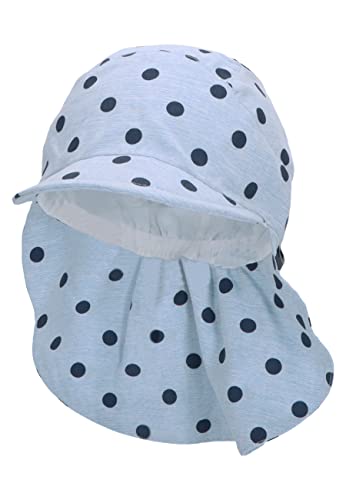 Sterntaler Baby Mädchen Schirmmütze Baby Schirmmütze Nackenschutz Punkte - Schirmmütze Baby, Baby Mützen - mit Nackenschutz - himmelblau, 51