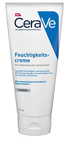 CeraVe Feuchtigkeitscreme für Körper und Gesicht, Creme für trockene bis sehr trockene Haut, Mit Hyaluron und 3 essenziellen Ceramiden, 1 x 177ml