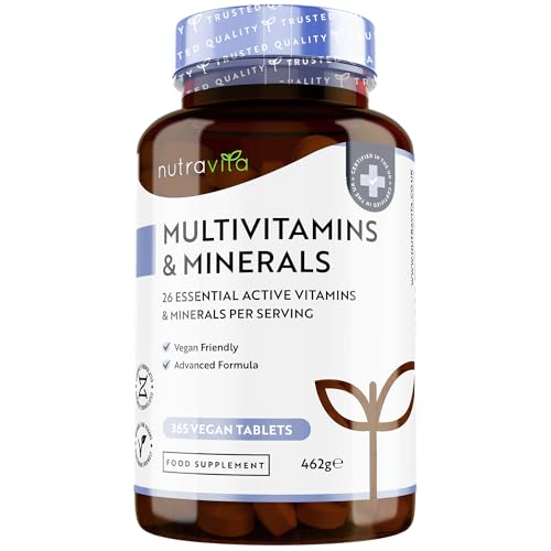 Multivitamin & Mineralstoffe - 365 hochdosierte Tabletten mit Bioaktiv-Formen und Premium-Rohstoffen - Unabhängig Laborgetestet - vegane, Multivitamintabletten mit 26 aktiven Vitamine