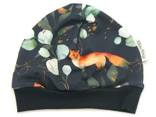 Kleine Könige Mütze Baby Mädchen Beanie · Modell Fuchs Eukalyptus Foxlove grau, anthrazit · Ökotex 100 Zertifiziert · Größe 50/56